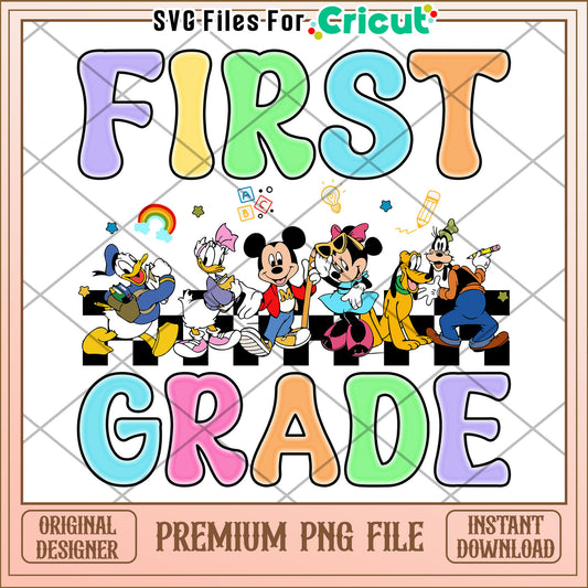 Mickey mouse first grade design png, making learning fun​ png, back to school​ png
