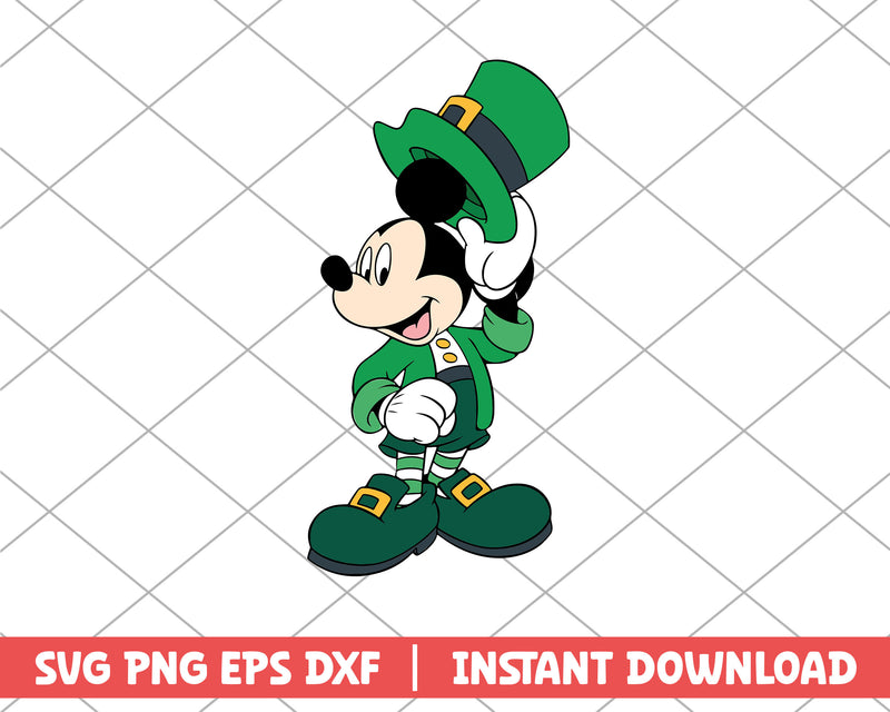 Mickey mouse in the green hat st.patrick day svg 