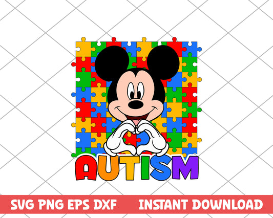 Mickey mouse love autism svg 