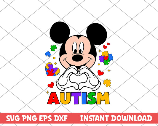 Mickey mouse love you autism svg