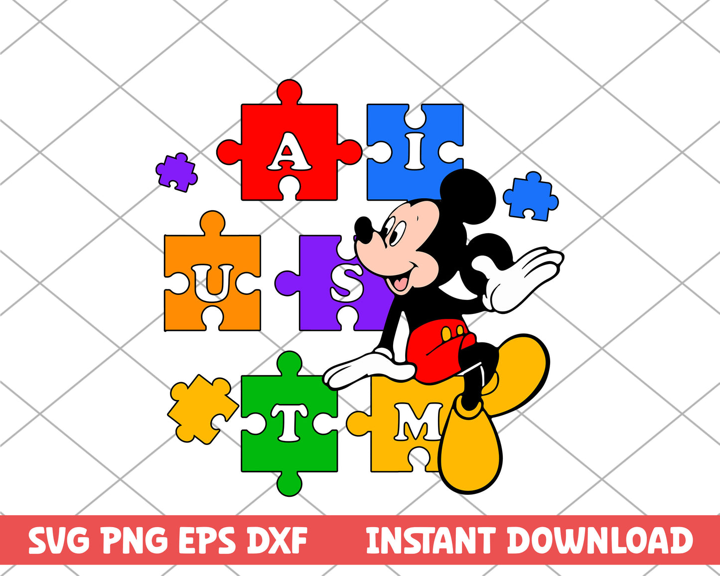 Mickey mouse puzlle autism svg 