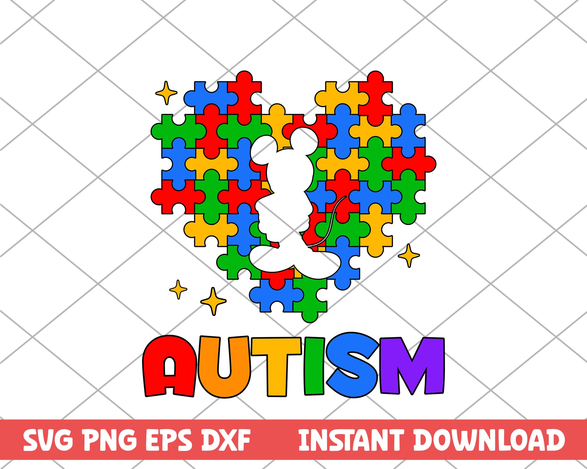 Mickey mouse puzzle heart autism svg 