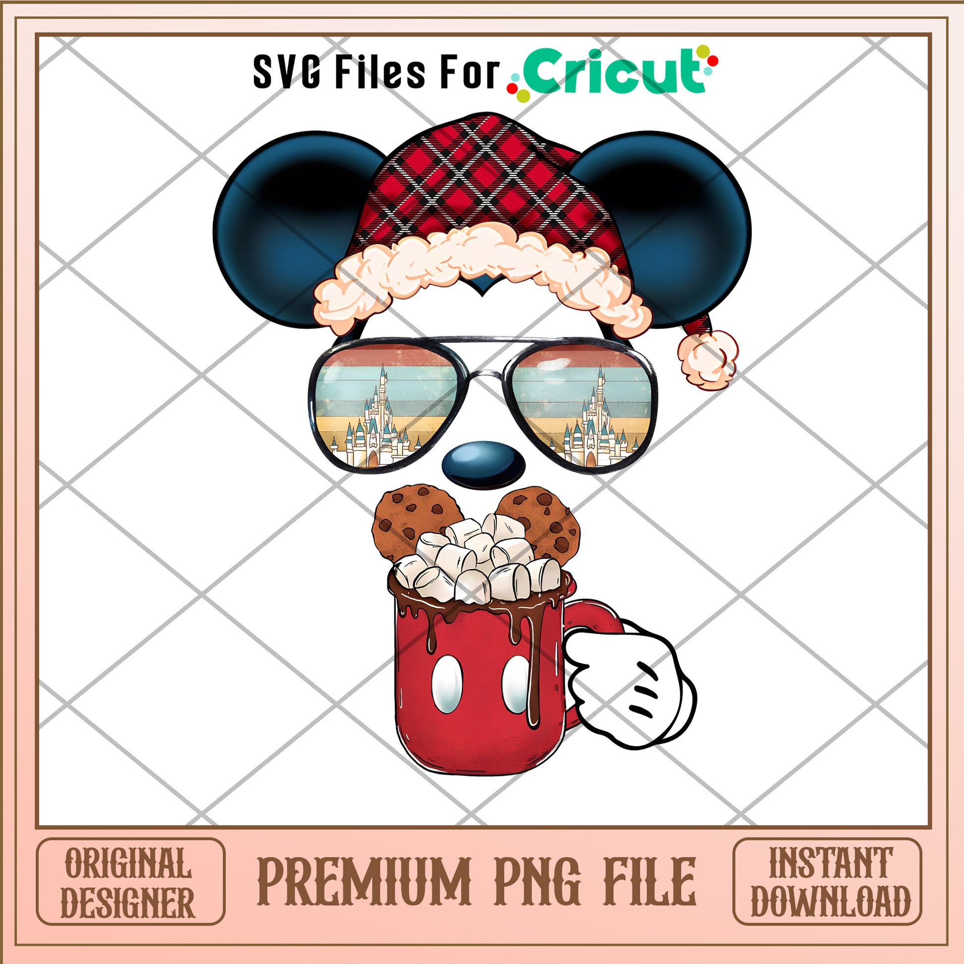 Mickey mouse santa hat png, hot cocoa png, christmas png