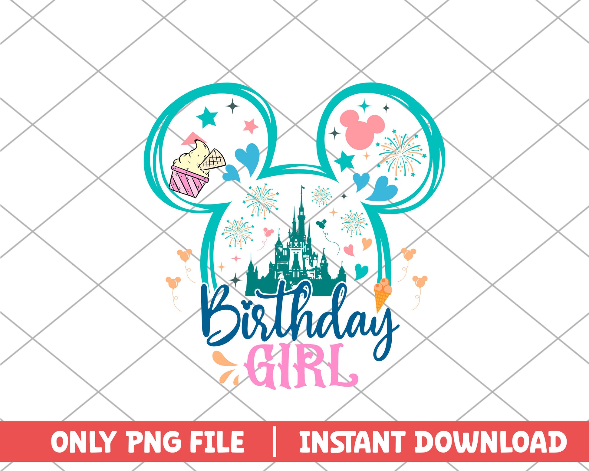 Mickey pastel birthday girl disney png