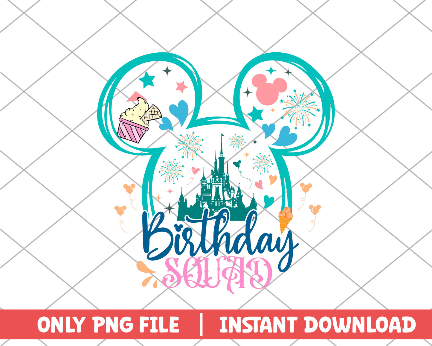 Mickey pastel birthday squad disney png