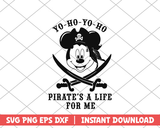 Mickey pirate's a life for me disney svg