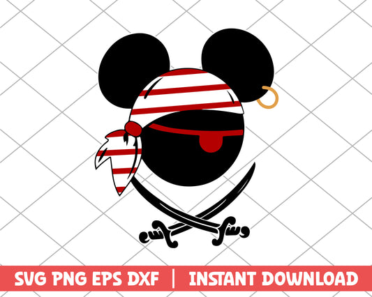 Mickey pirate stripe pattern disney svg