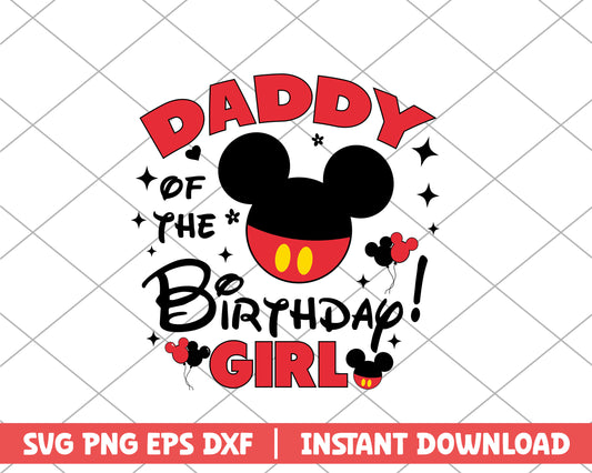 Mickey red daddy of the birthday girl disney svg 