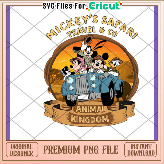 Mickeys Safari Travel PNG Design for Animal Lovers