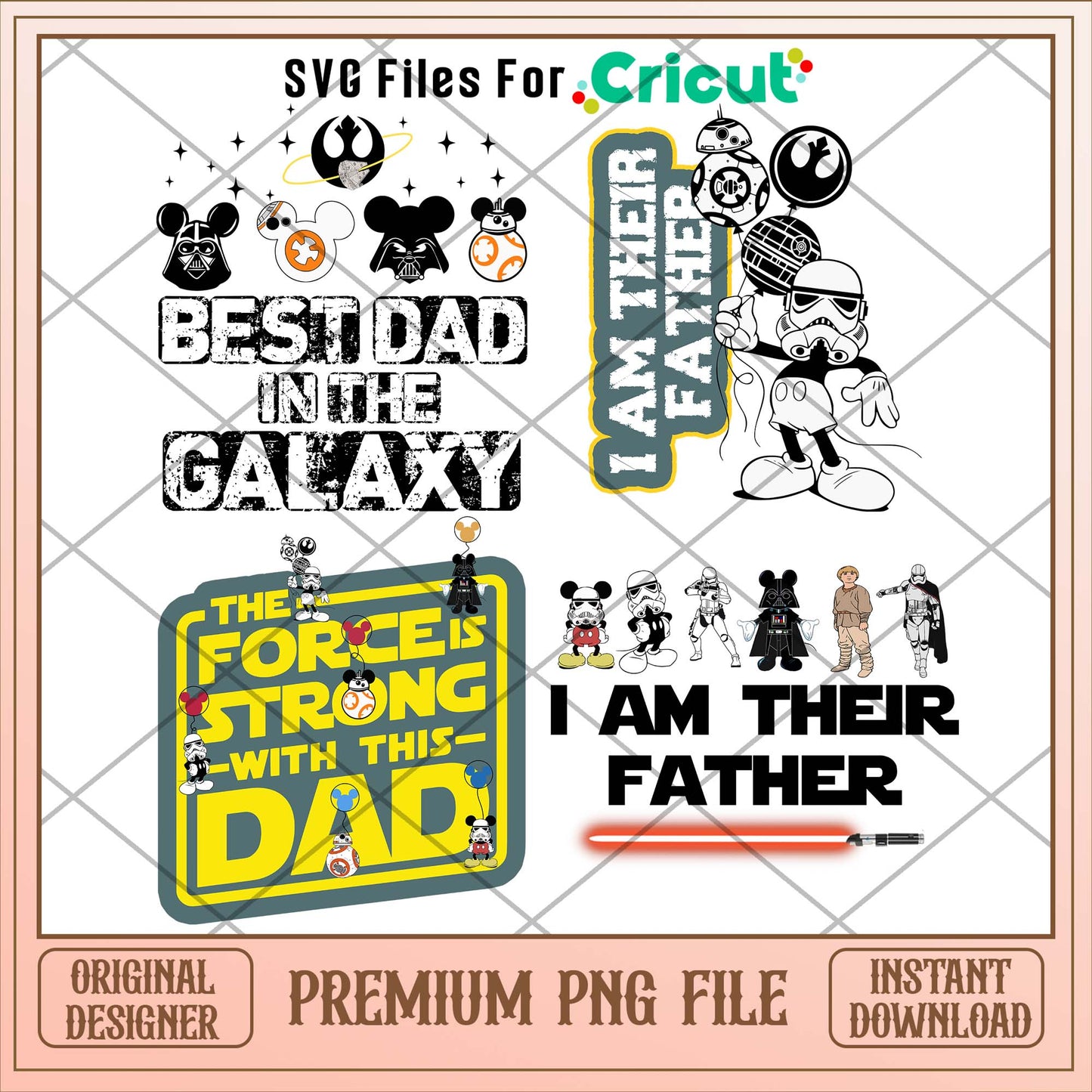 Mickey star war dad characters png bundle