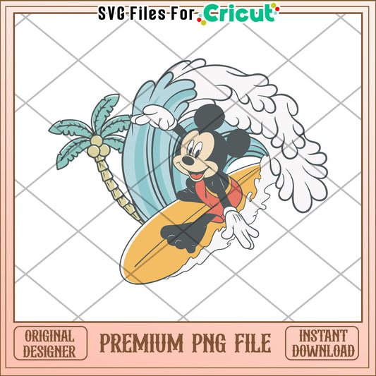 Mickey sufing creative design png, mickey mouse png