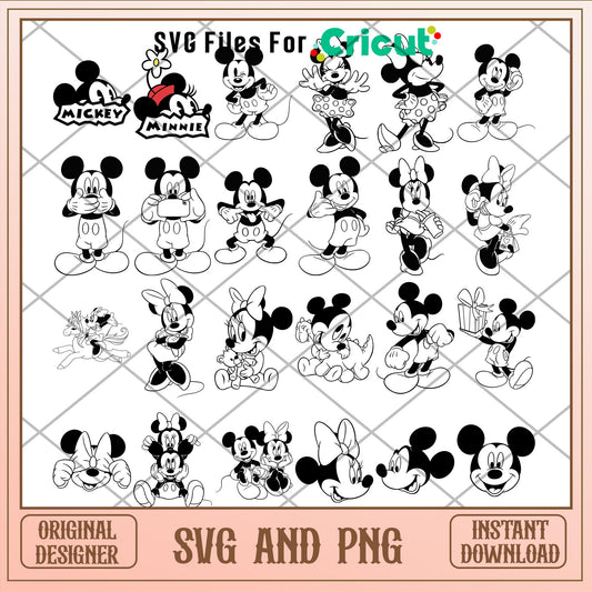 Disney Mickey mouse black and white svg bundle