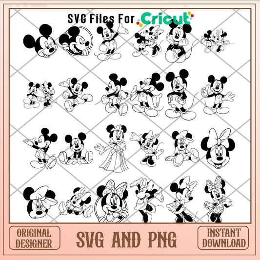 Disney Mickey mouse black and white svg bundle ver 3