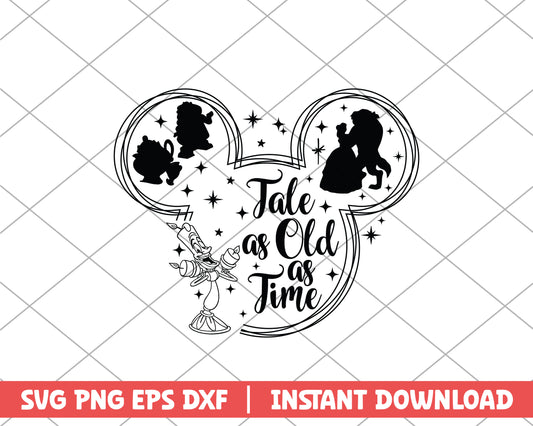 Mickey tale as old as time disney svg