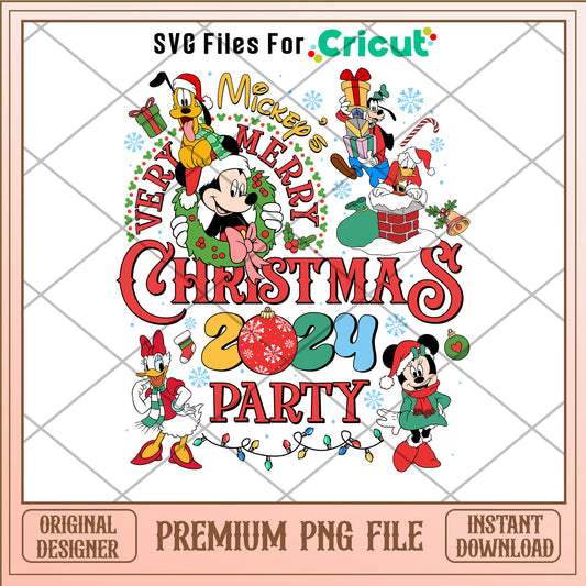 Mickey very merry christmas party 2024 png, disney png, christmas png