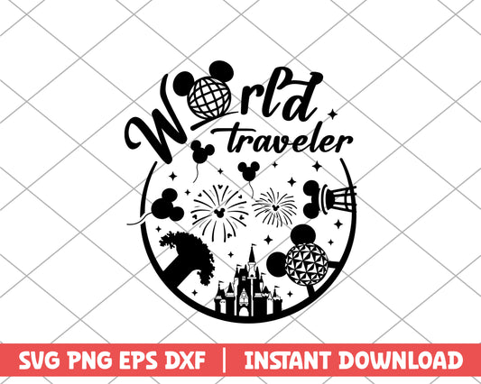 Mickey world traveler disney svg