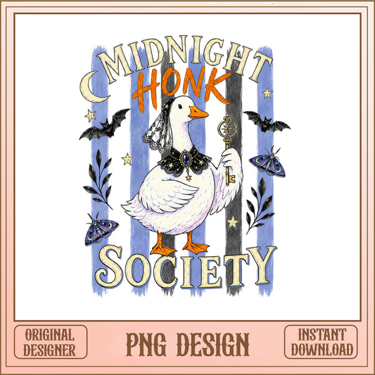 Midnight Honk Society PNG, Funny Goose Shirt Design, Halloween PNG