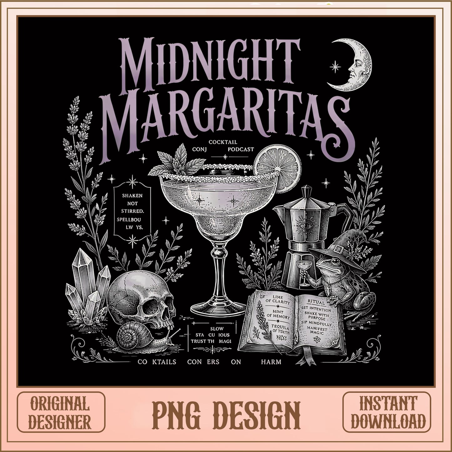 Midnight Margaritas Witch Cocktail PNG, Witchy PNG, Halloween PNG