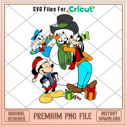 Mikey donald goofy and snowman png, mickey png, christmas png