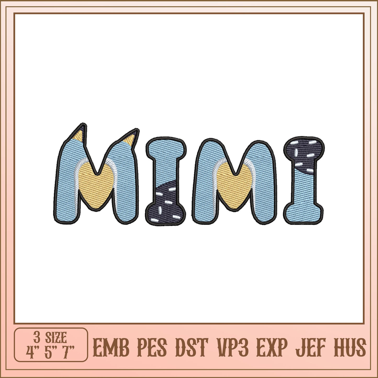 Mimi Embroidery Design 3 Sizes EMB PES DST