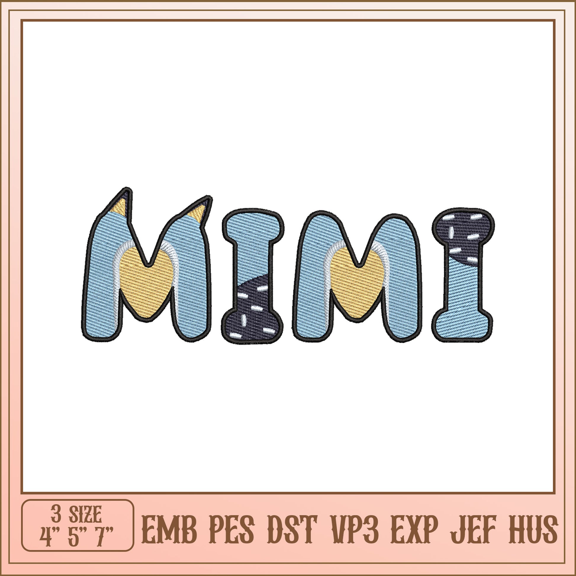 Mimi Embroidery Design 3 Sizes EMB PES DST