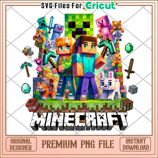 Mindcraft cute 2d characters design png, mindcraft games png, mindcraft movie png
