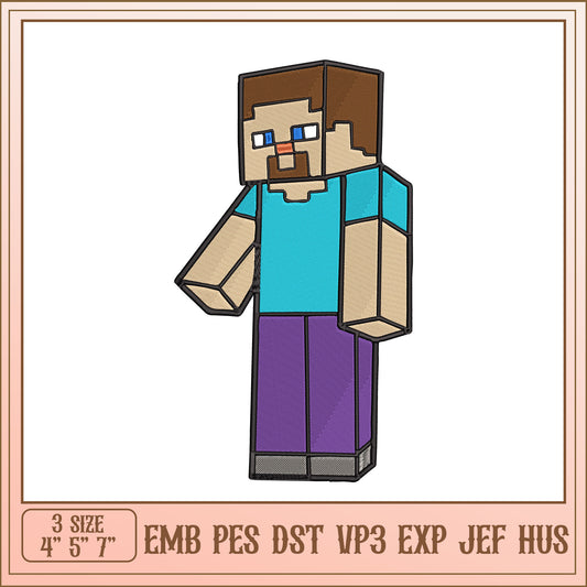 Minecraft Steve Embroidery Design