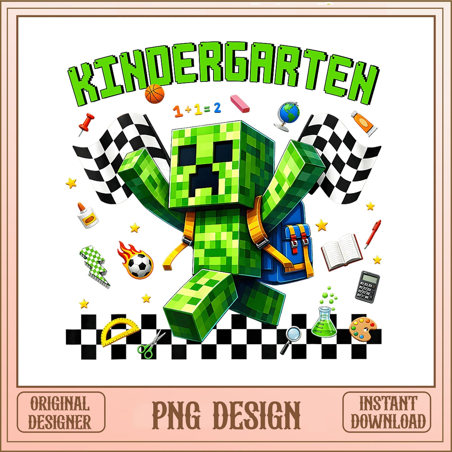 Minecraft Kindergarten PNG, Back To School PNG, Creeper PNG