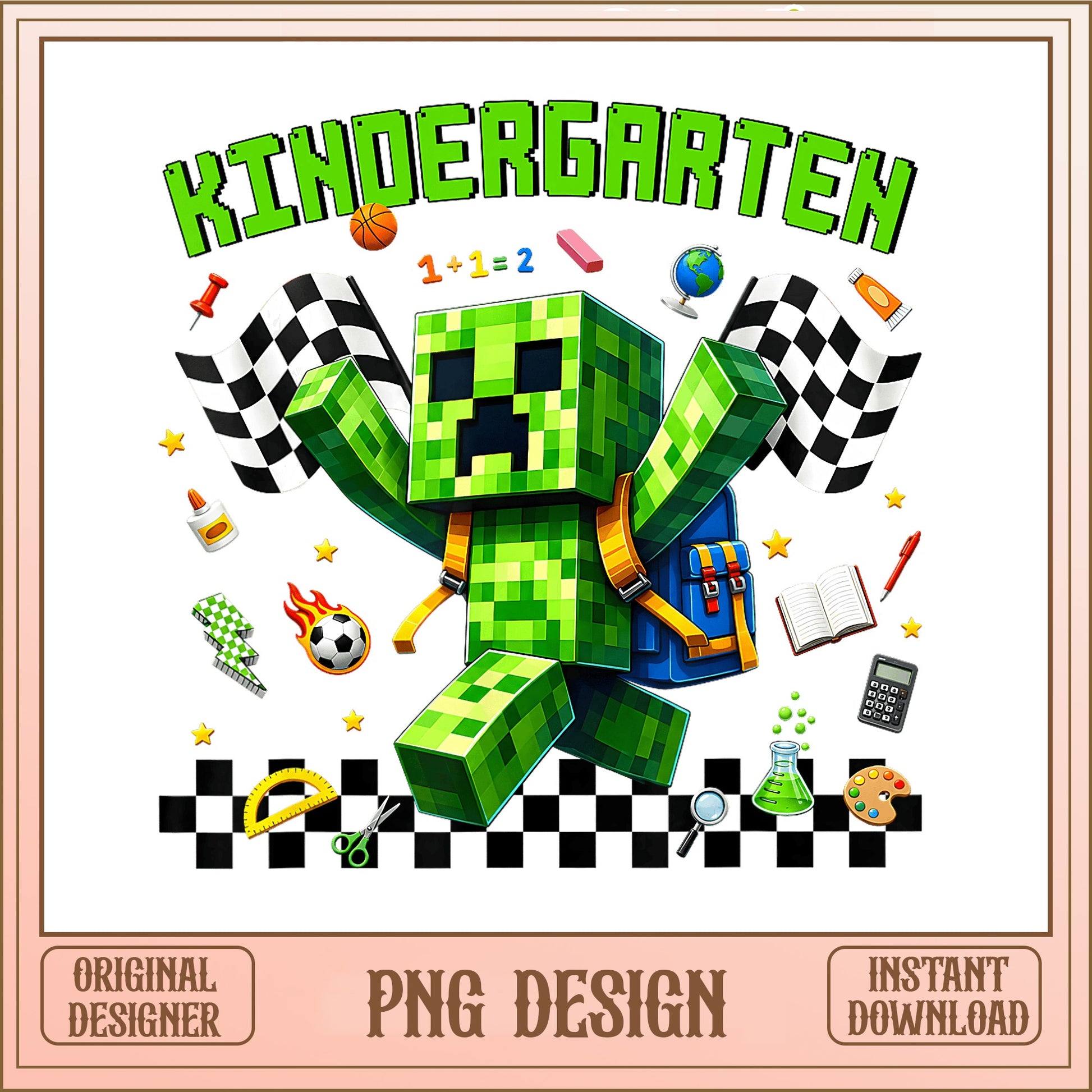 Minecraft Kindergarten PNG, Back To School PNG, Creeper PNG