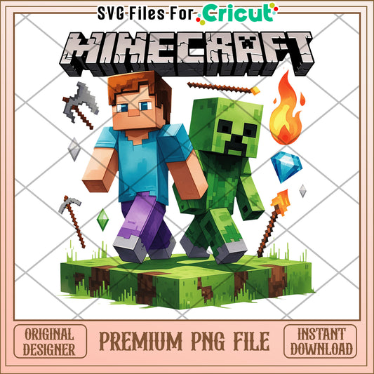 Minecraft steve and creeper png, steve minecraft png, creeper and steve png
