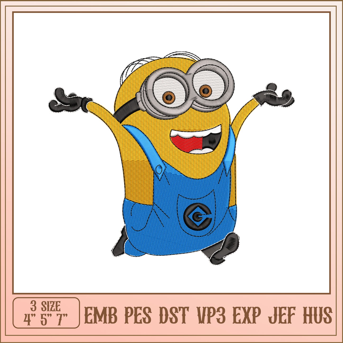 Minion Embroidery Design 3 Sizes