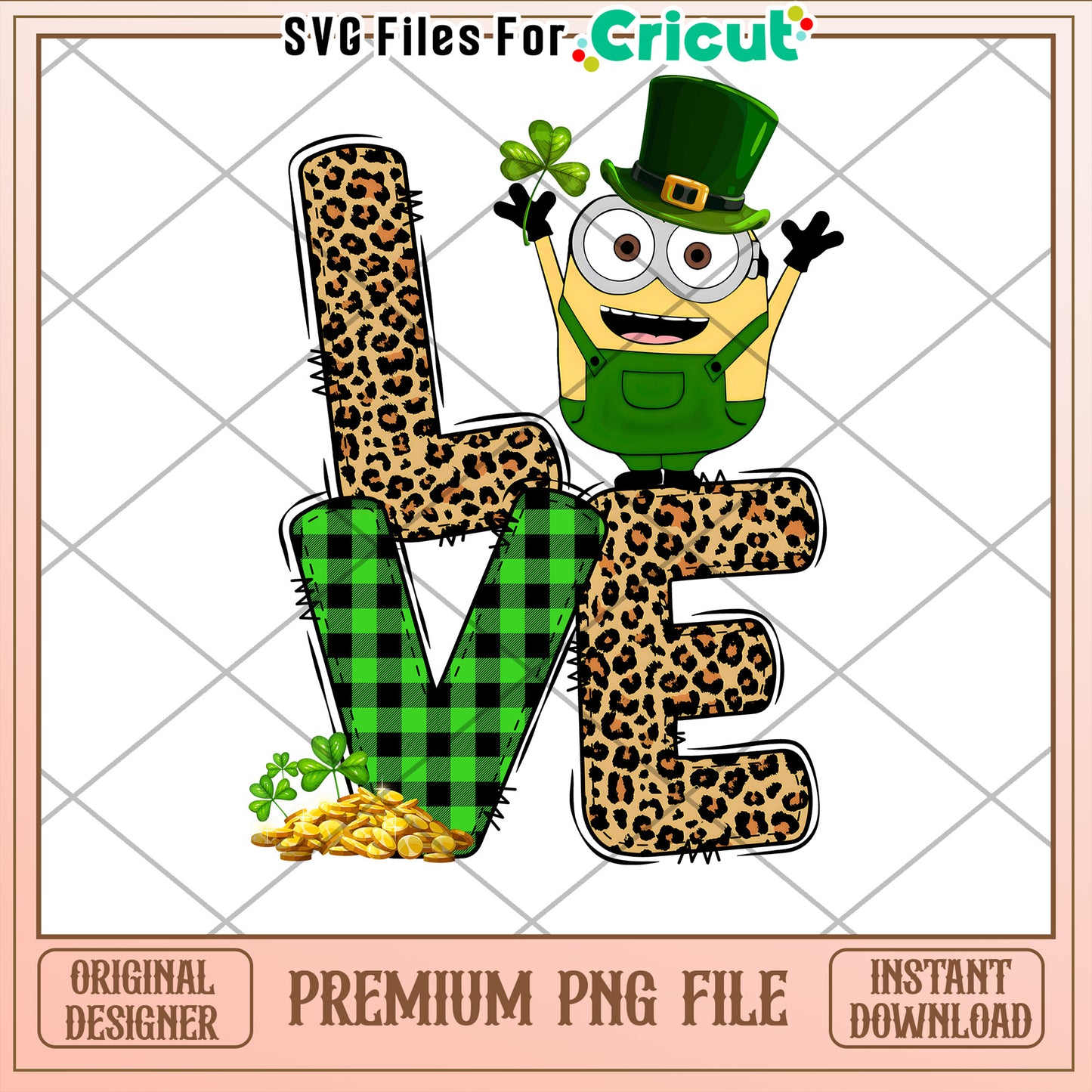 Minion St Patricks Day Leopard Love PNG
