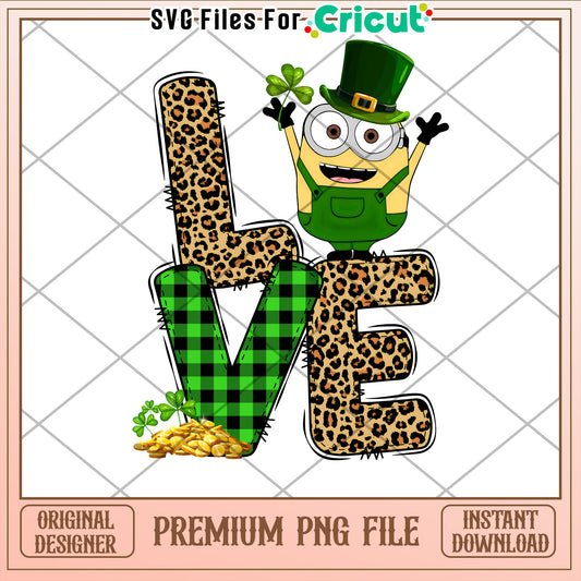 Minion St Patricks Day Leopard Love PNG