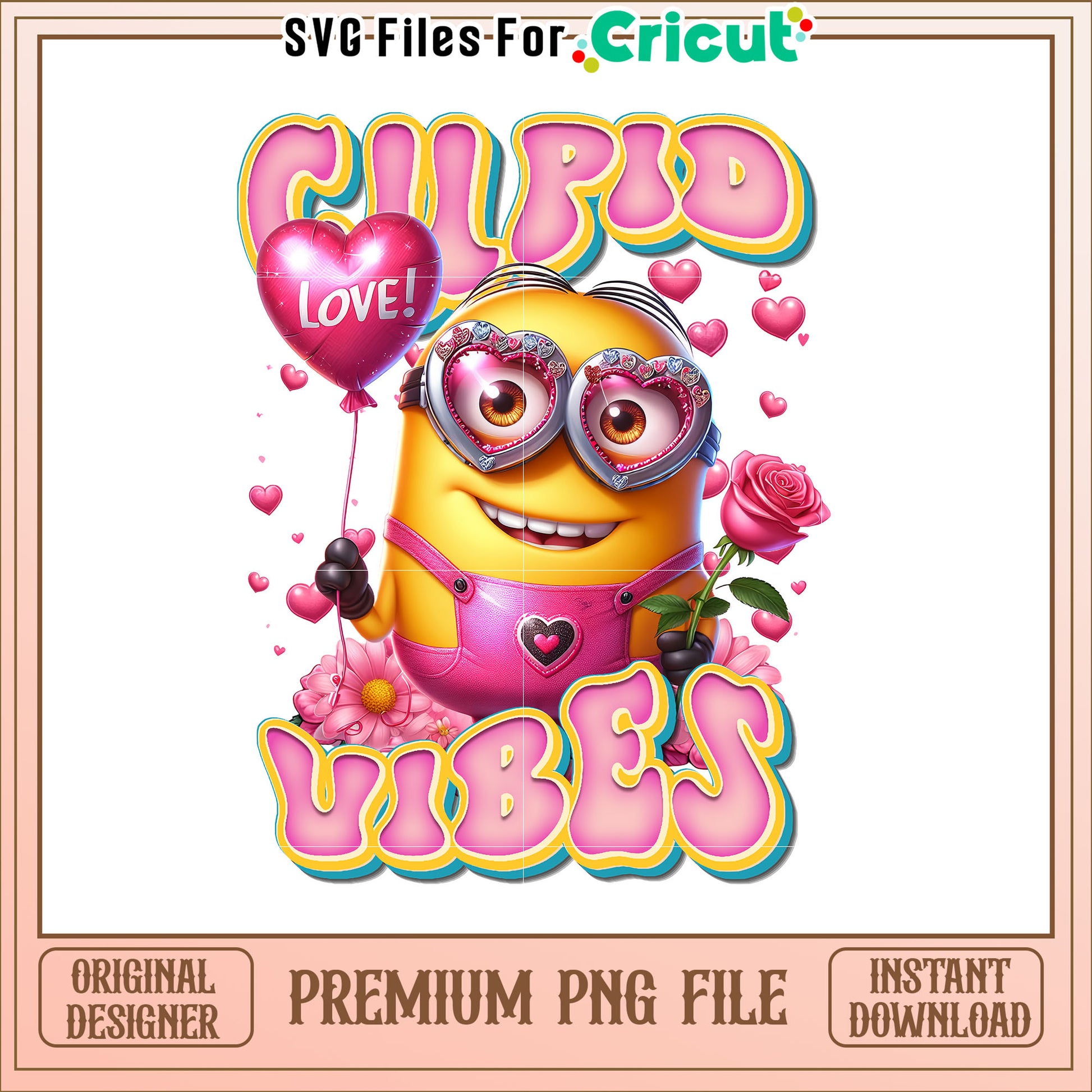 Minions Cupid Vibes PNG Valentines Day