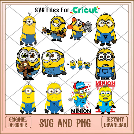 Despicable Me cute Minions drawing svg bundle