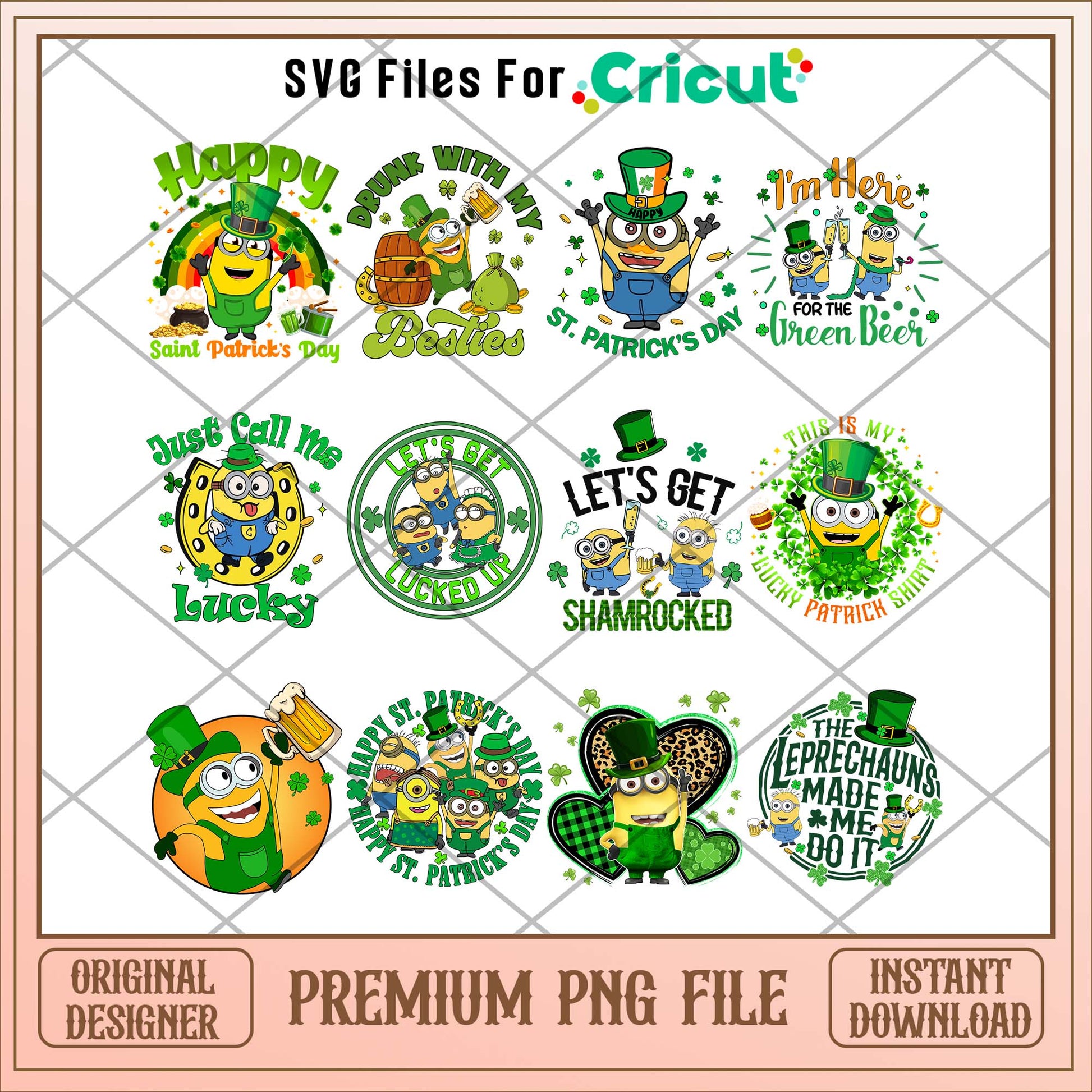 Minions lucky St.Patrick's day png bundle