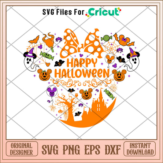 Minne Happy Halloween  head svg, Disney characters svg, Digital Download