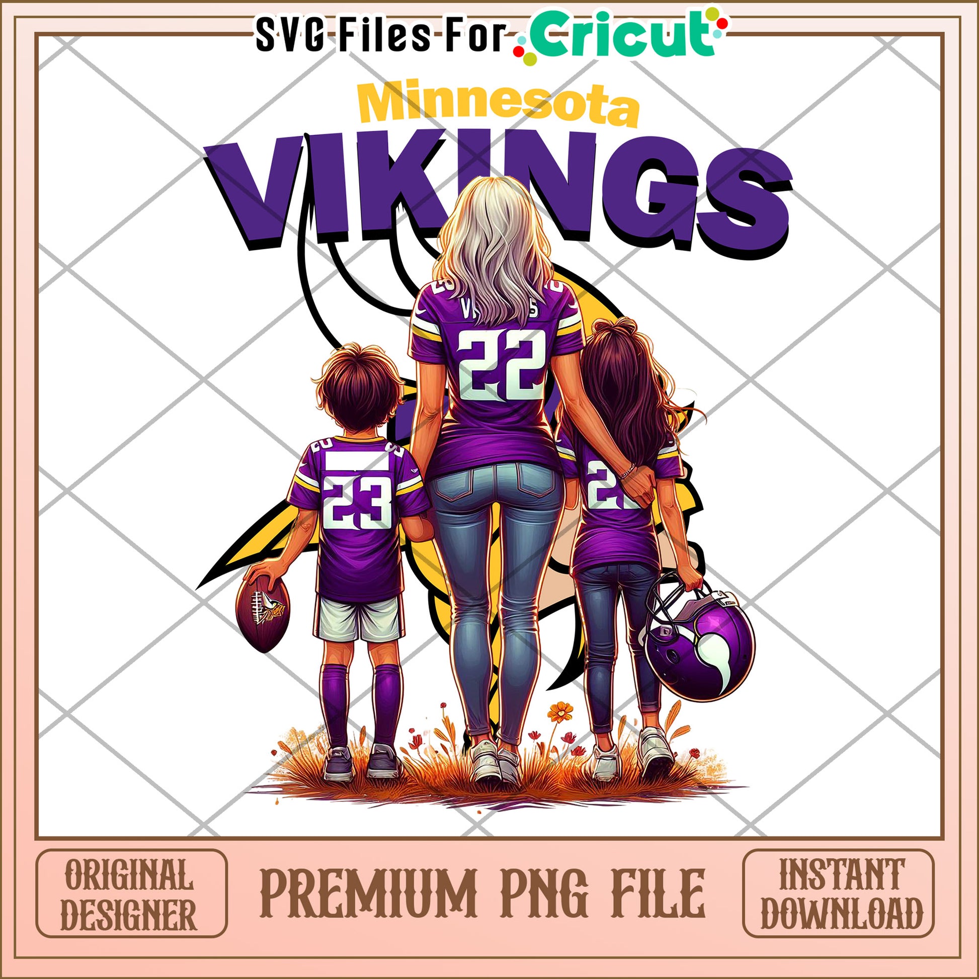 Minnesota Vikings Family Art PNG File, Perfect for Cricut Projects