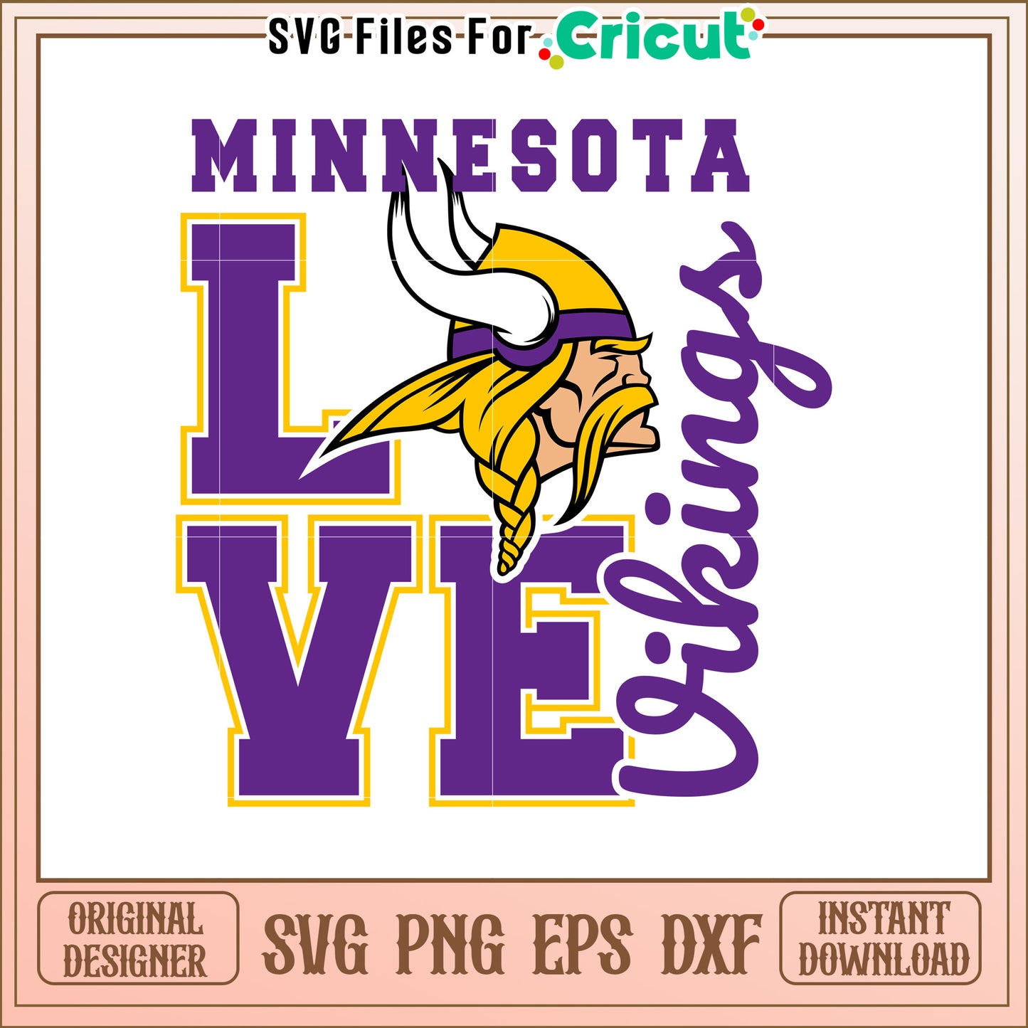 Minnesota Vikings Love SVG Design