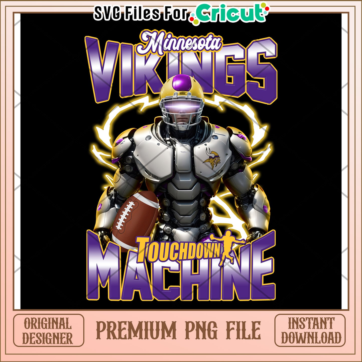 Minnesota Vikings Touchdown Machine PNG Download, Great for Cricut