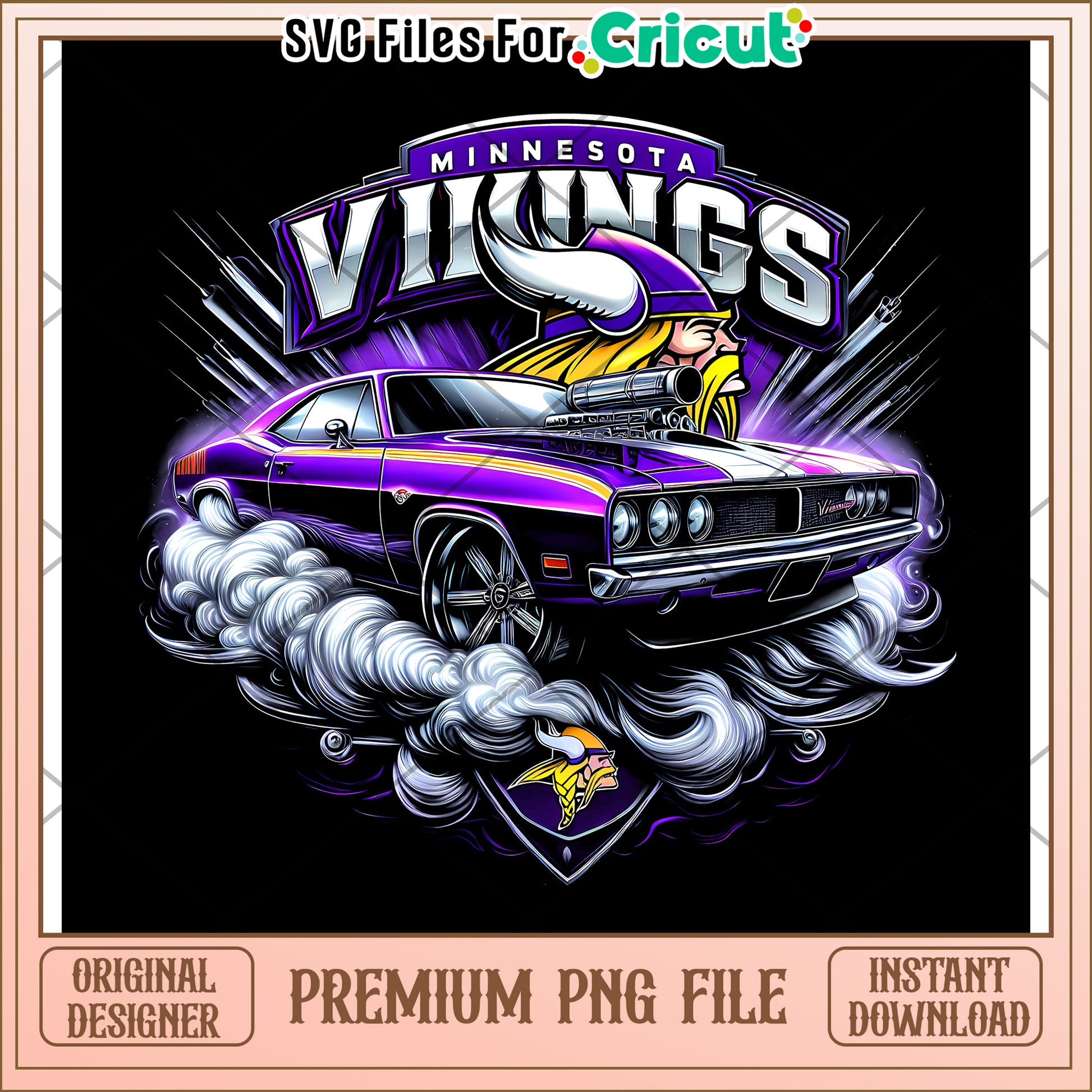 Minnesota Vikings graphic car design, premium PNG for Cricut users