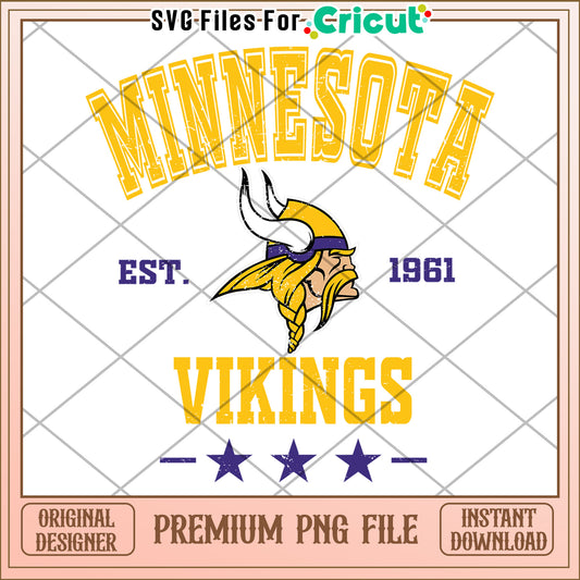 Minnesota Vikings logo design for Cricut, premium PNG file download