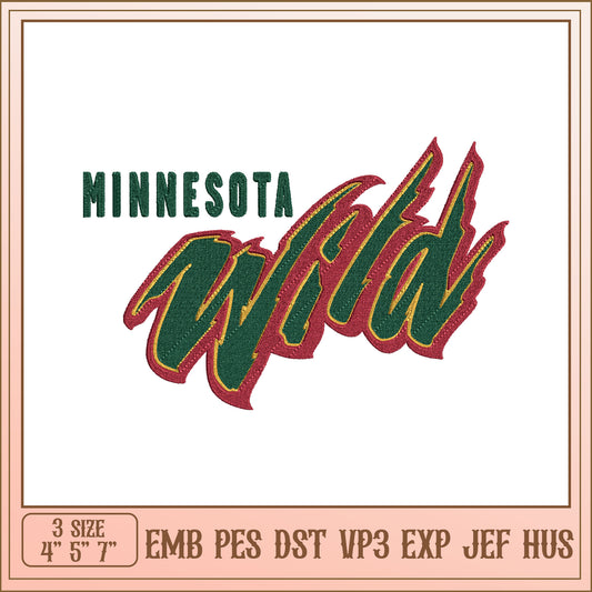 Minnesota Wild Embroidery Design