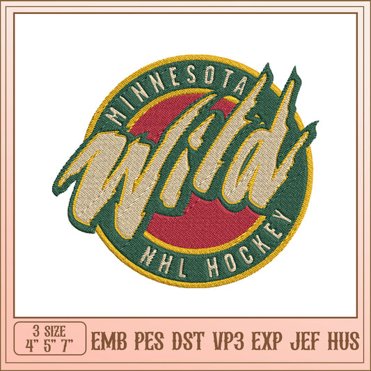 Minnesota Wild Hockey Embroidery Design