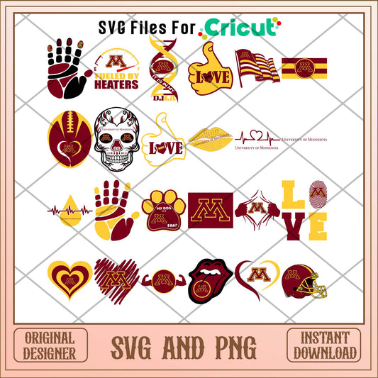 Minnesota hand svg, Minnesota university svg bundle, NCAA svg