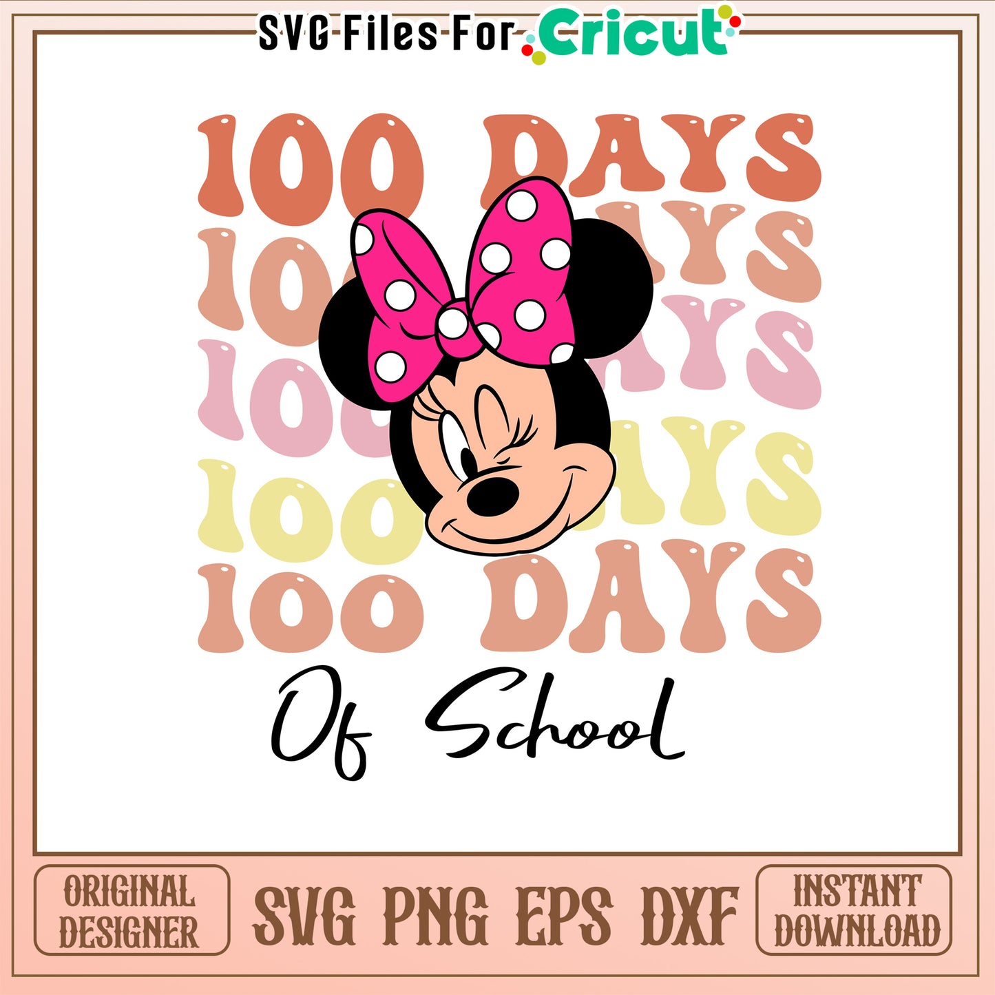 Minnie 100th day of school svg, disney school svg, disney svg
