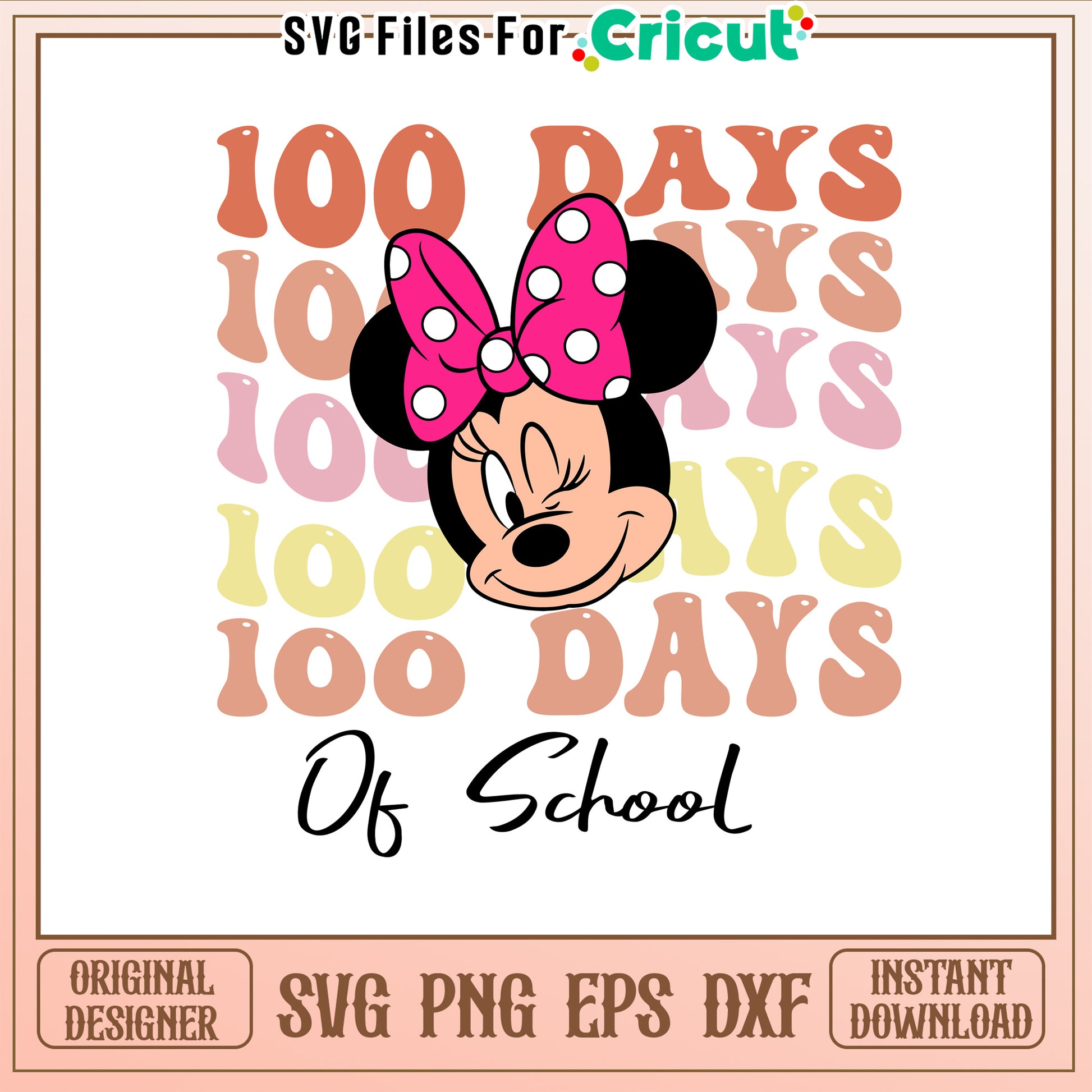 Minnie 100th day of school svg, disney school svg, disney svg