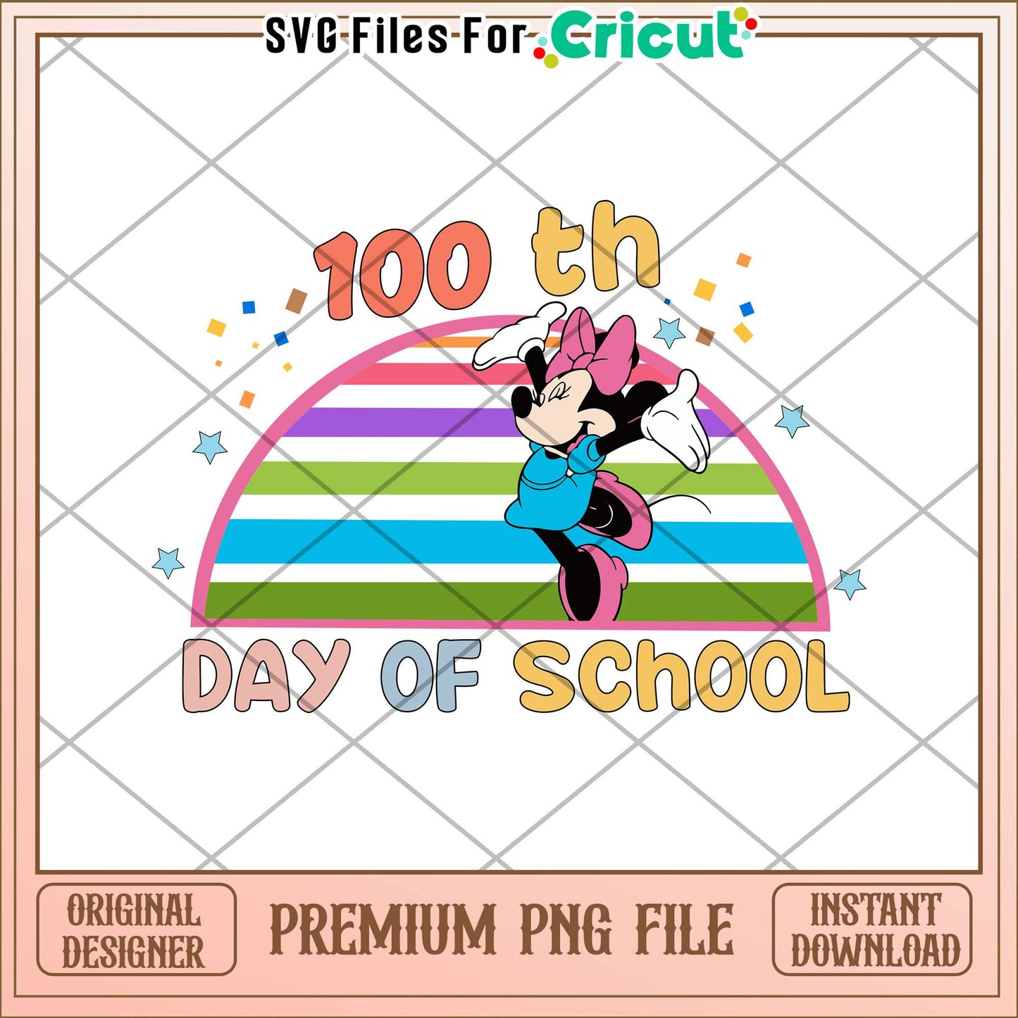 Minnie 100th days of shcool pastel png, school day png