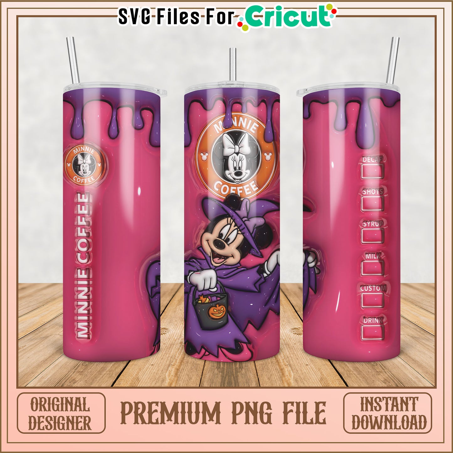 Minnie Coffee Tumbler PNG Design for Cricut Unique Gift Idea