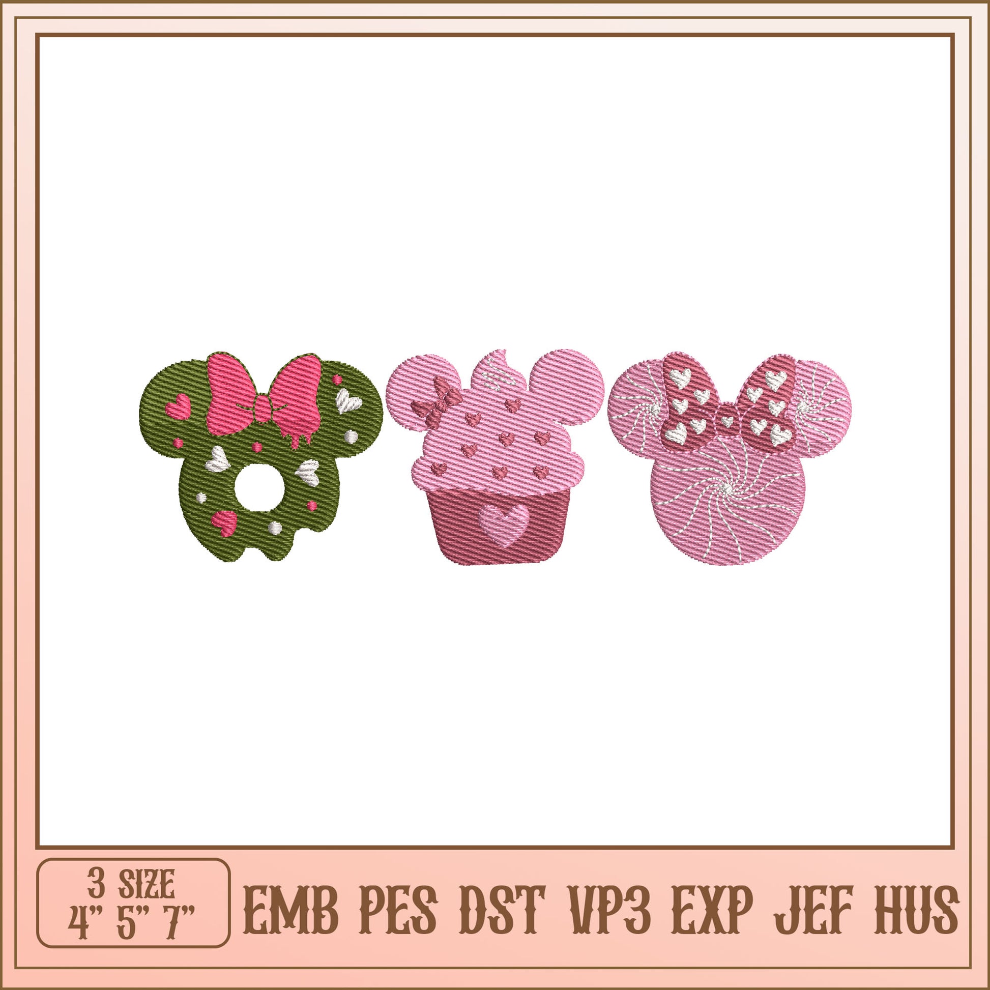 Minnie Cupcake Embroidery Designs